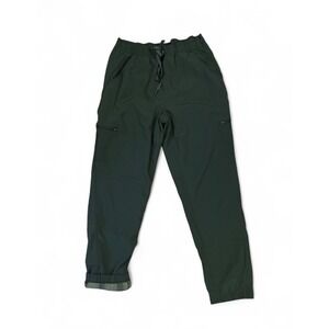 Eddie Bauer Fleece Lined Joggers Womens 10 Green Cargo Pockets Camp Hike Travel